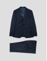 Slim fit half canvas suit in navy blue faux ... | Roberto Verino