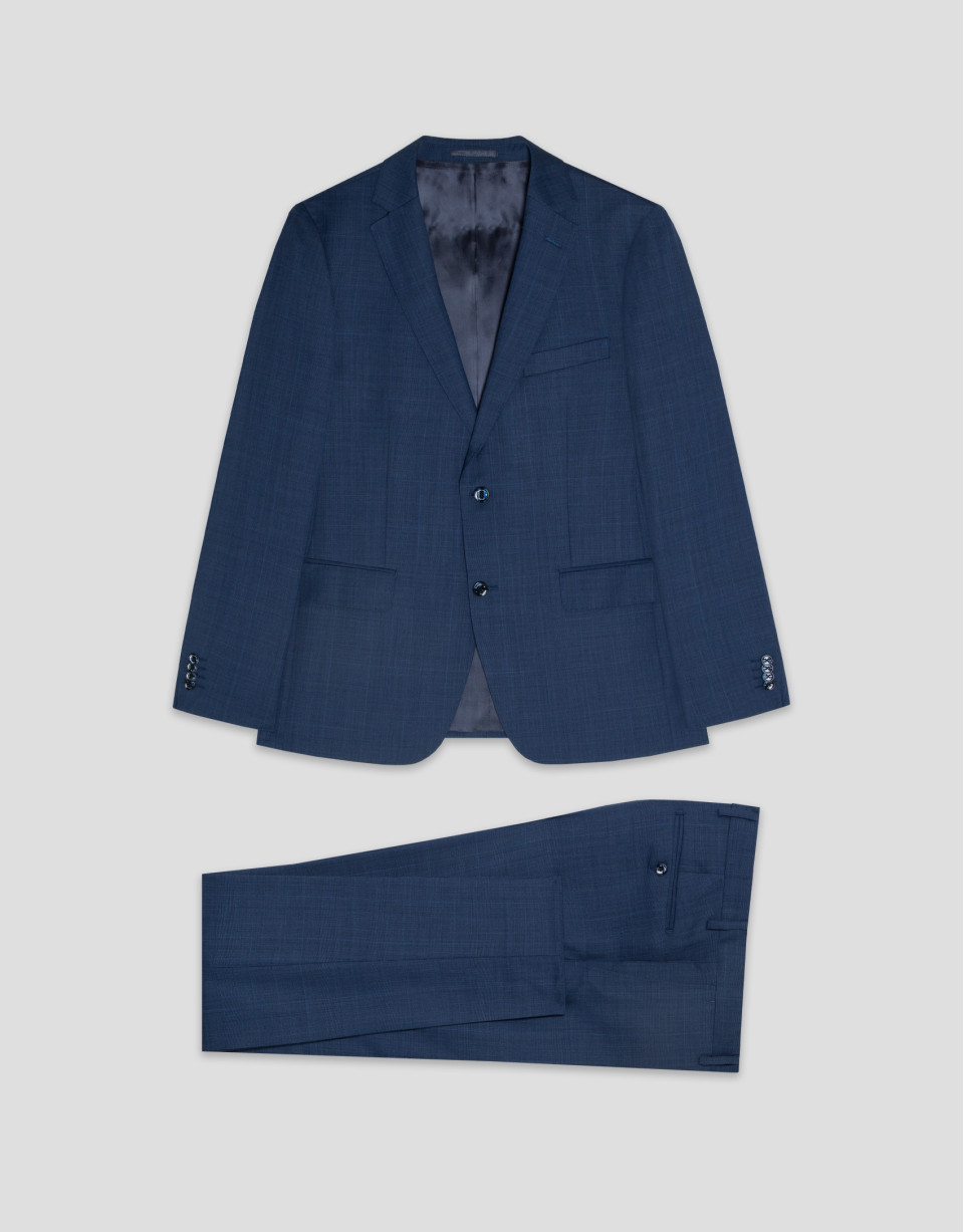 Traje half canvas slim fit cuadros azul tinta | Roberto Verino