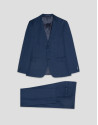 Half canvas slim fit suit in ink blue check | Roberto Verino