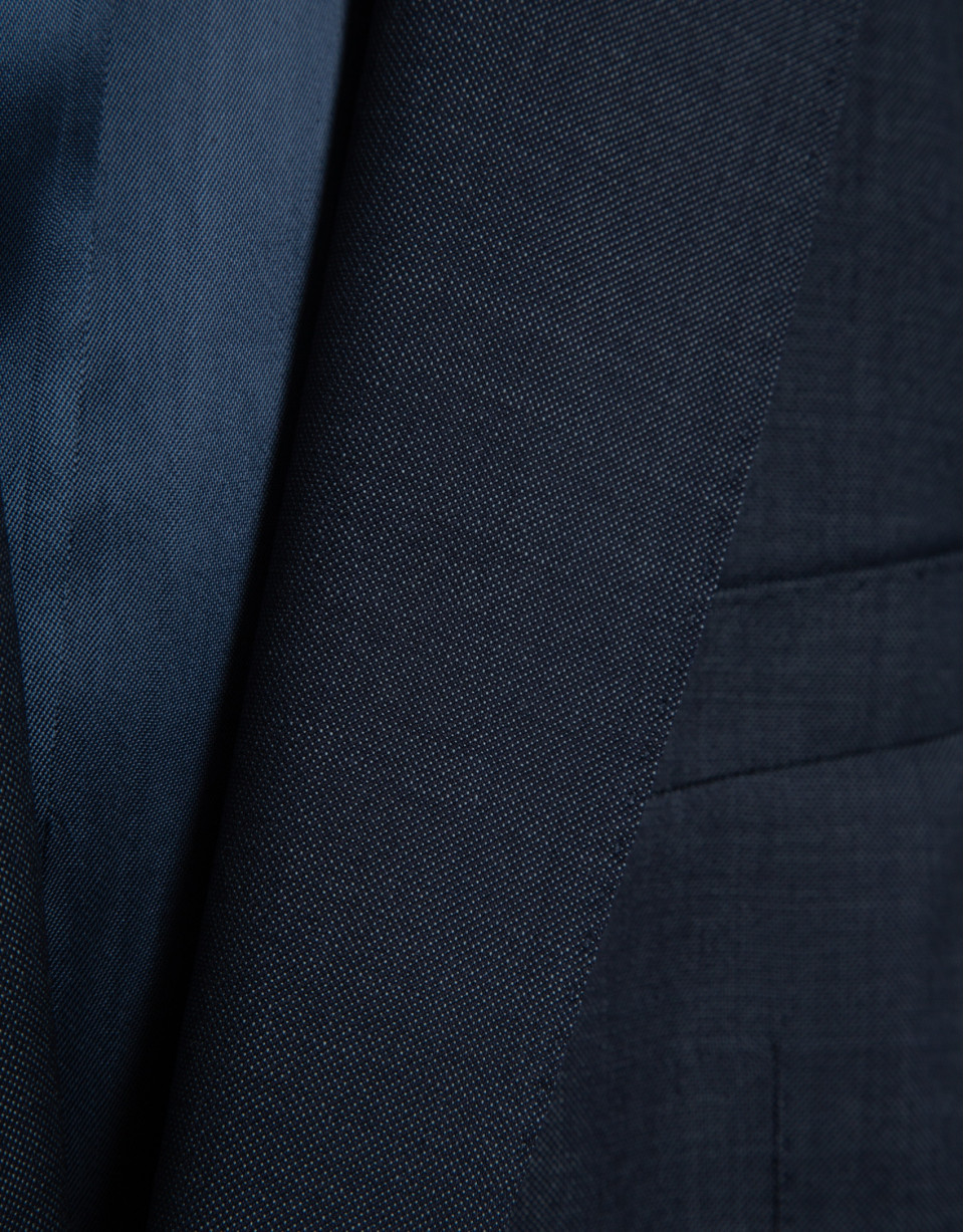 Slim fit half canvas suit in navy blue faux ... | Roberto Verino
