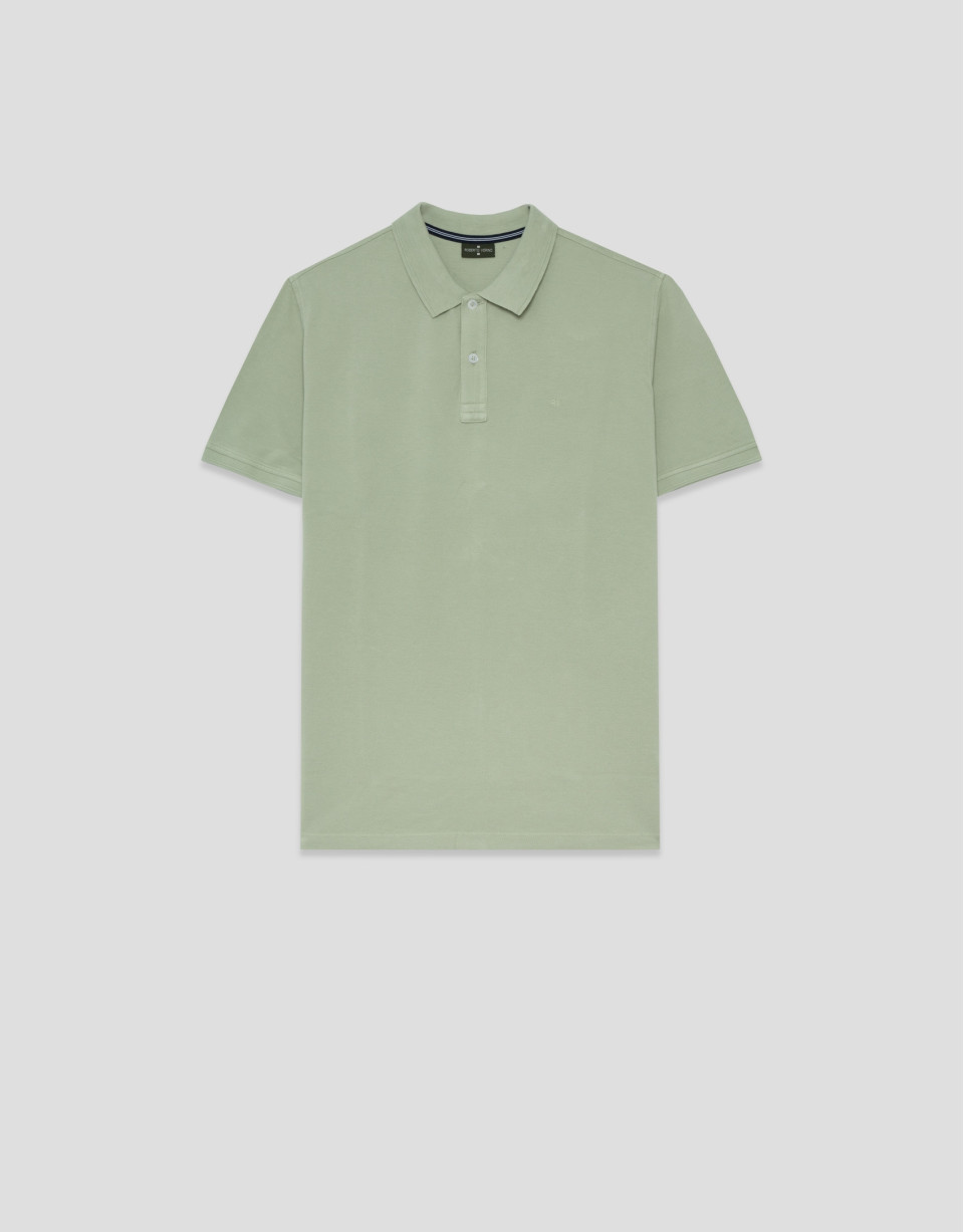 Khaki short-sleeved piqué polo shirt - Man | Roberto Verino