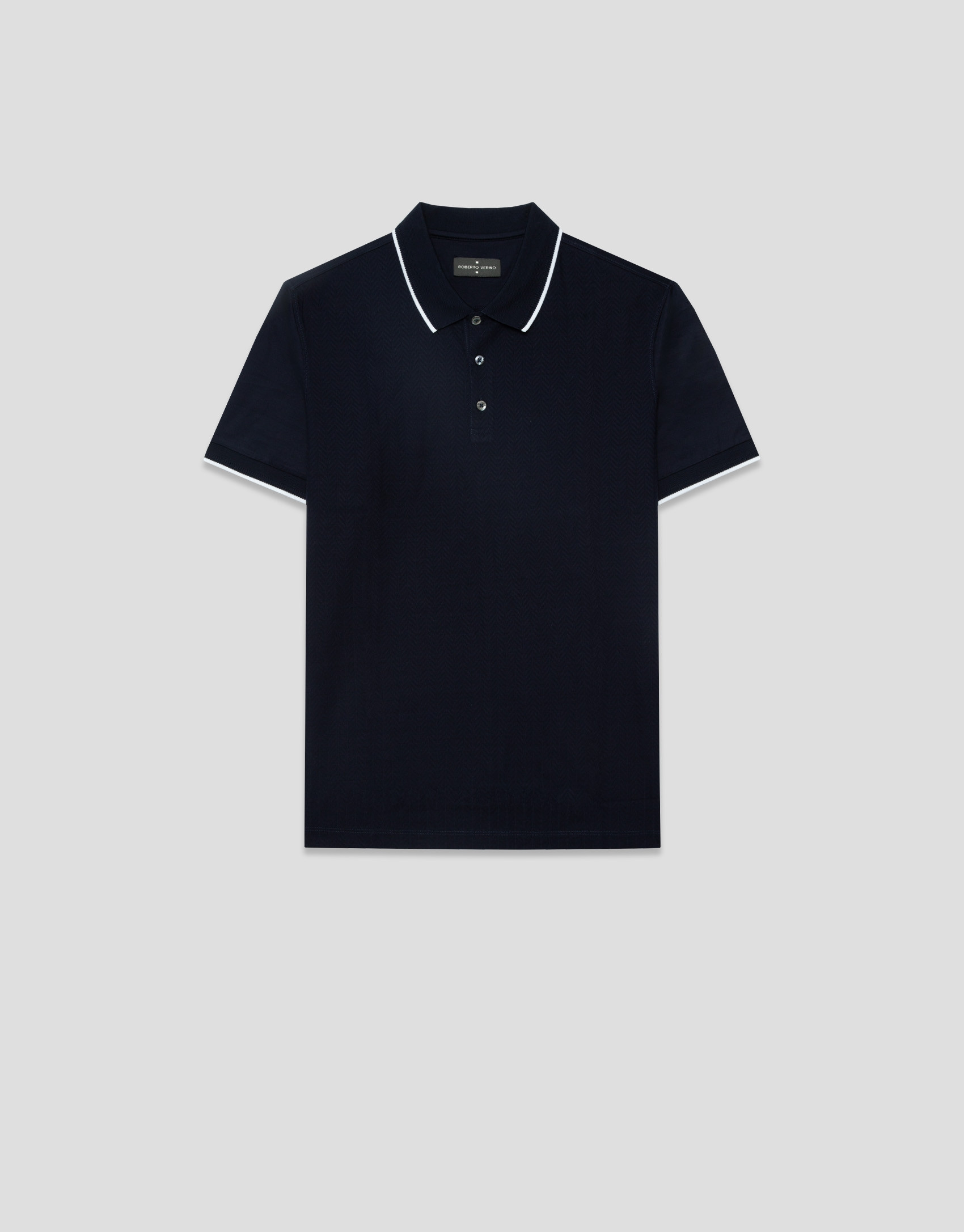 Navy blue mercerised polo shirt - Man - SS2026 | Roberto Verino