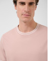 Camiseta manga corta mercerizado rosa rib blanco | Roberto Verino