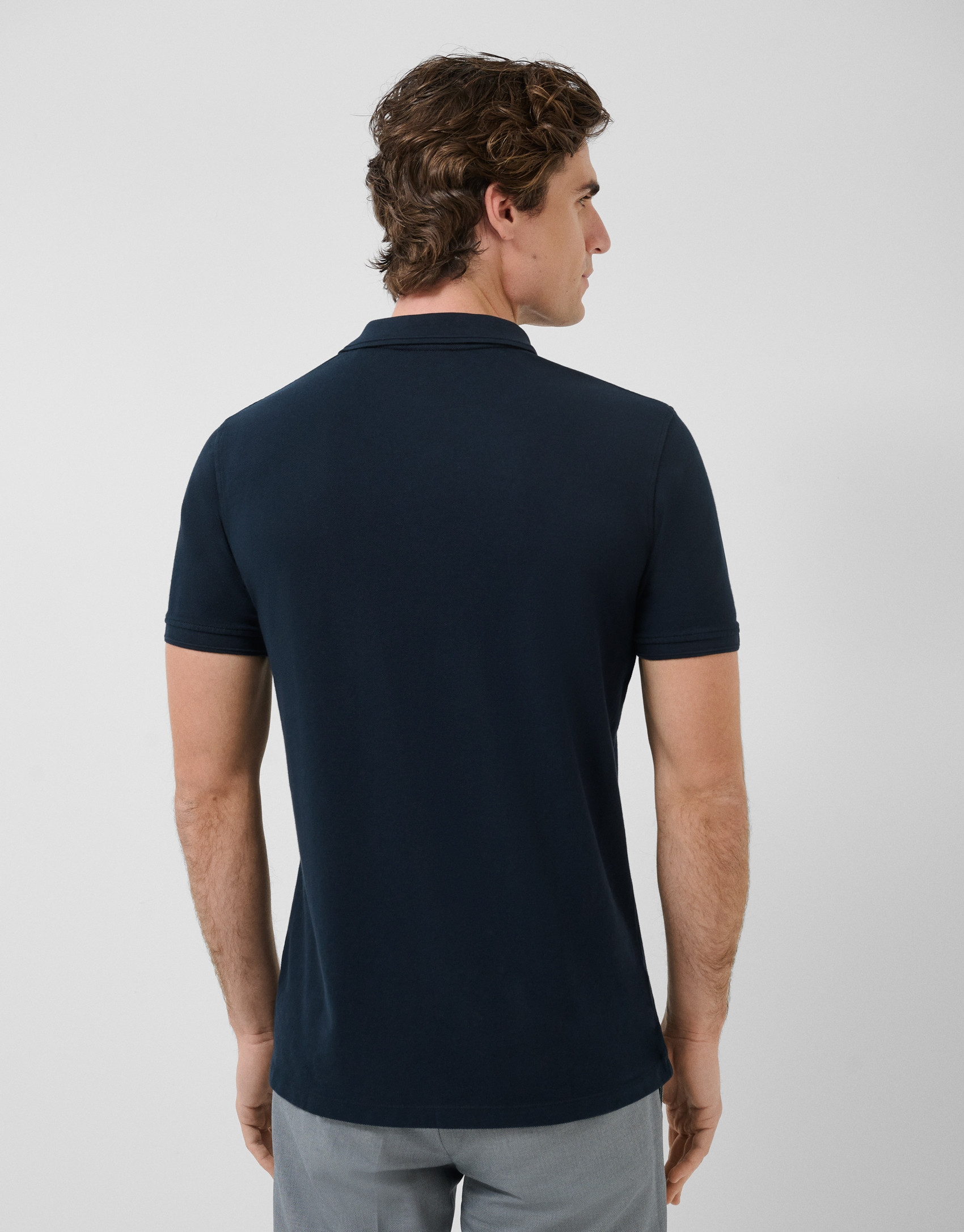 Navy blue short-sleeved piqué polo shirt - Man | Roberto Verino