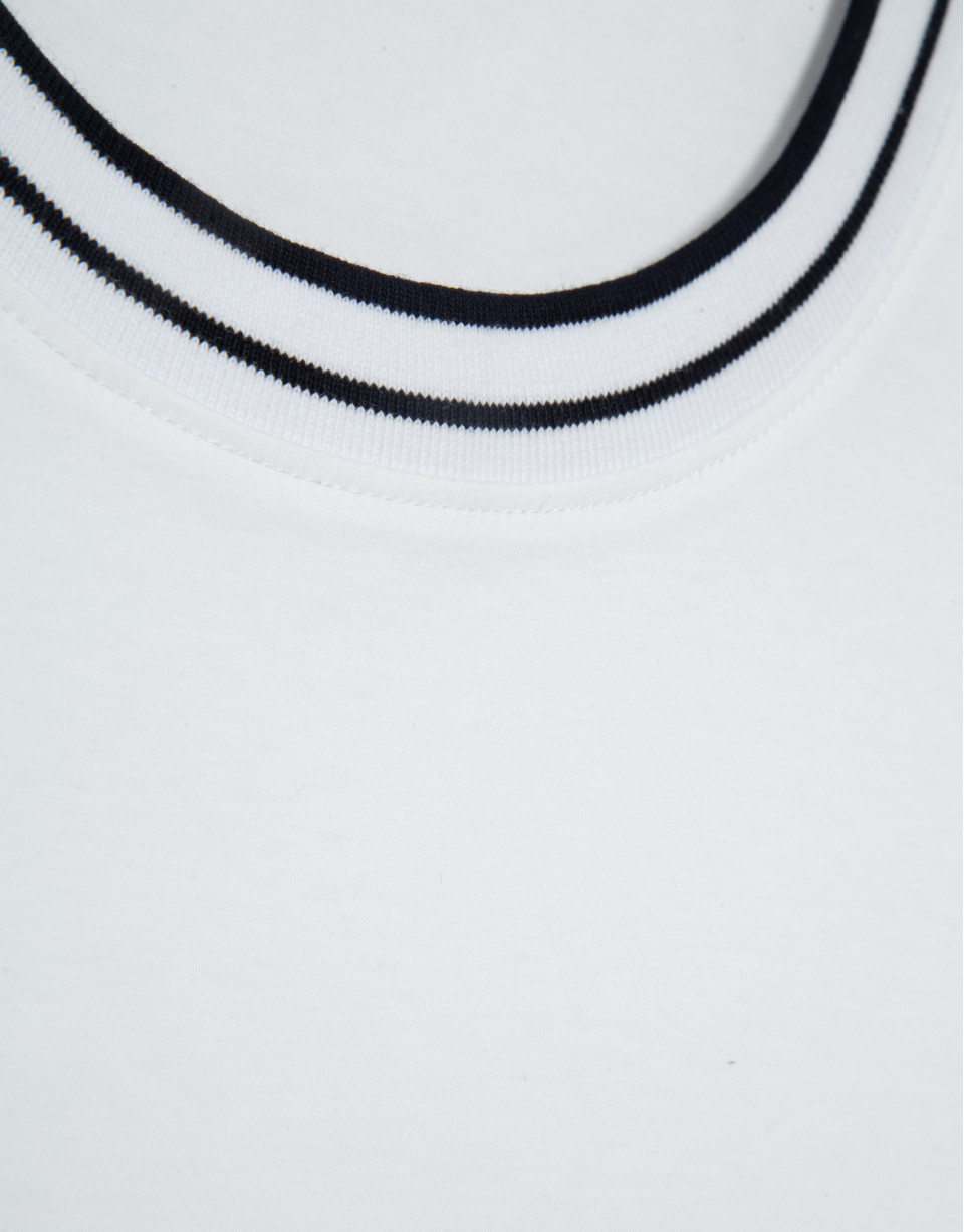 Camiseta manga corta mercerizado blanco rib ... | Roberto Verino