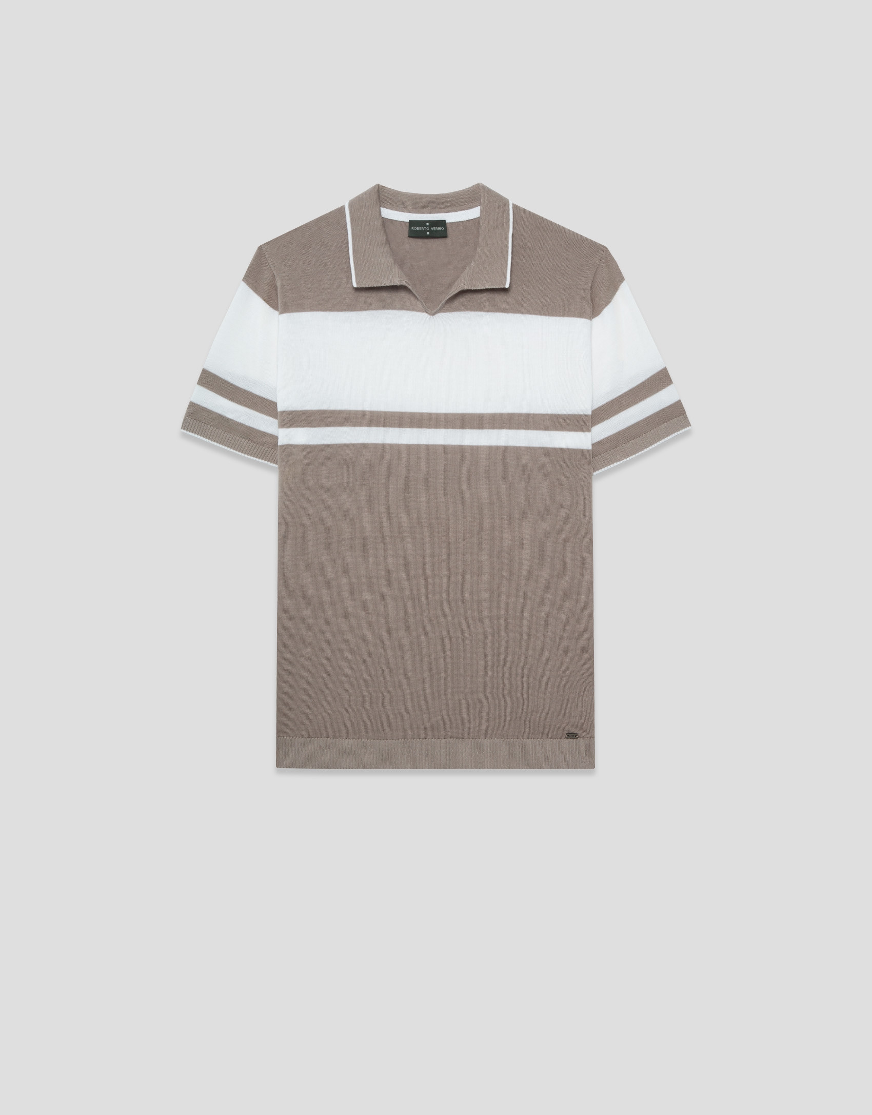 Polo tricotado rayas azul visón/blanco | Roberto Verino