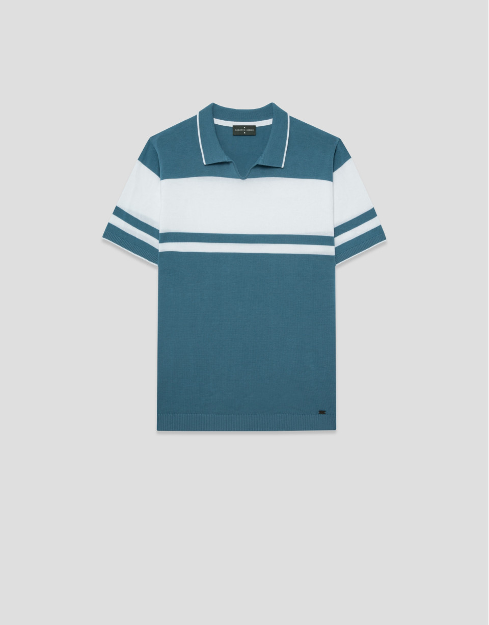 Polo tricotado rayas azul verdoso/blanco | Roberto Verino