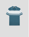 Teal/white striped knitted polo shirt - Man | Roberto Verino