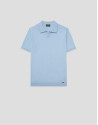 Light blue high twist knitted polo shirt - Man | Roberto Verino