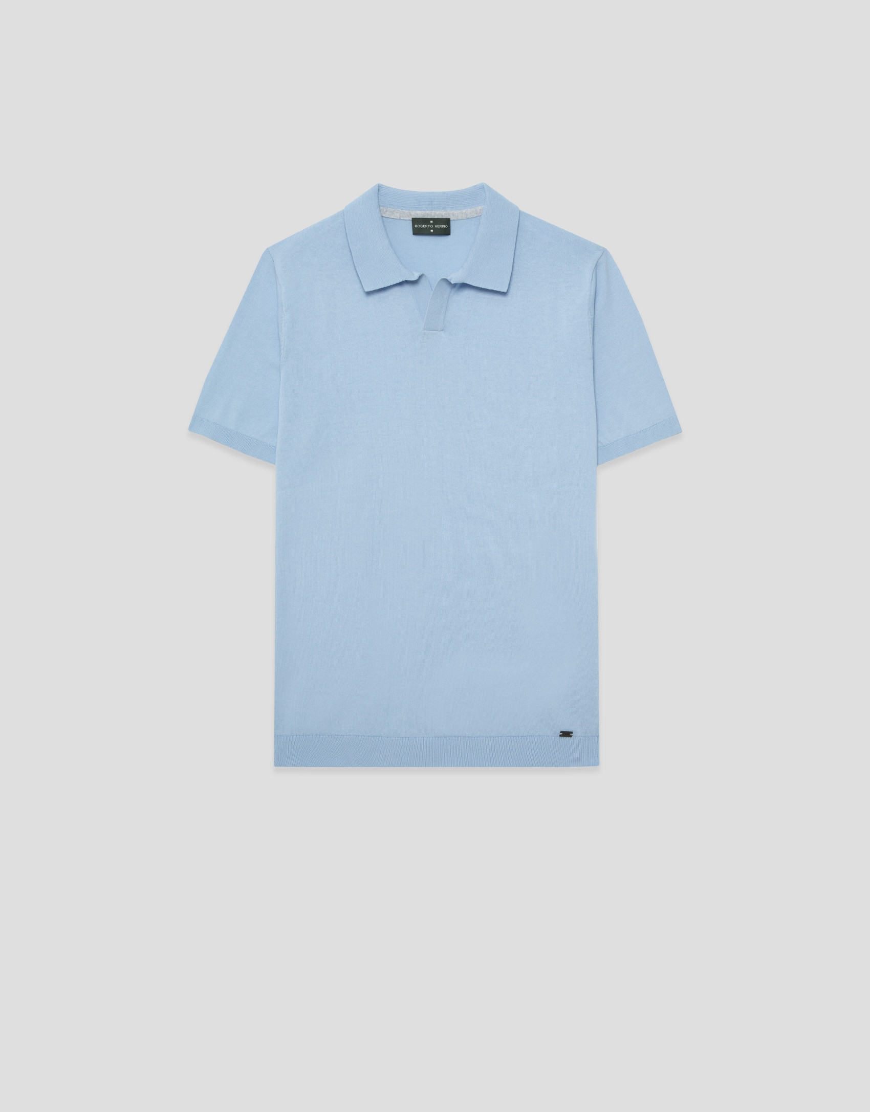 Polo tricotado high twist celeste - Hombre | Roberto Verino