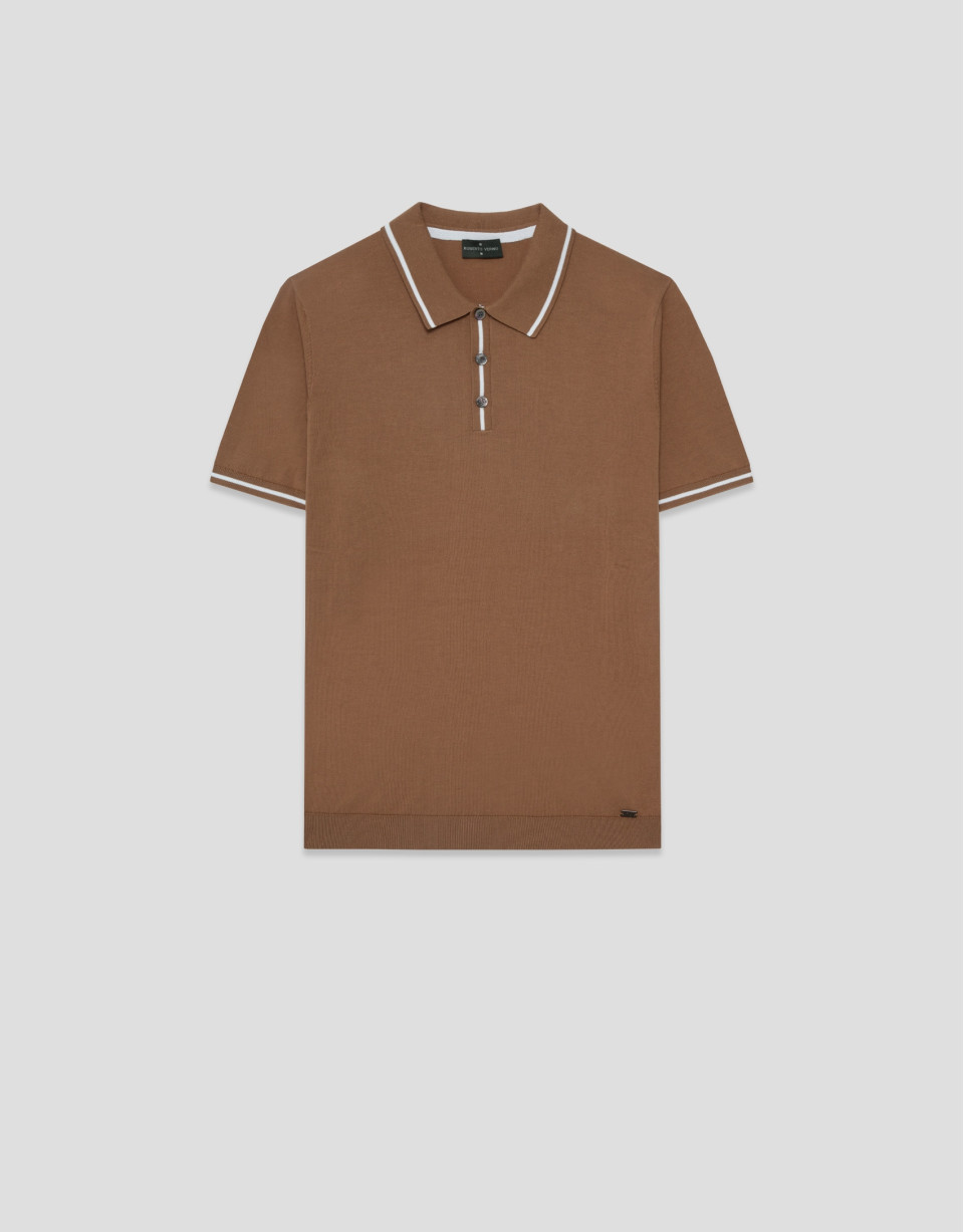Polo tricotado camel - Hombre - PV2026 | Roberto Verino