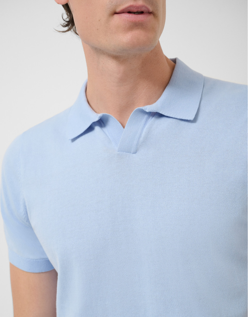 Polo tricotado high twist celeste - Hombre | Roberto Verino