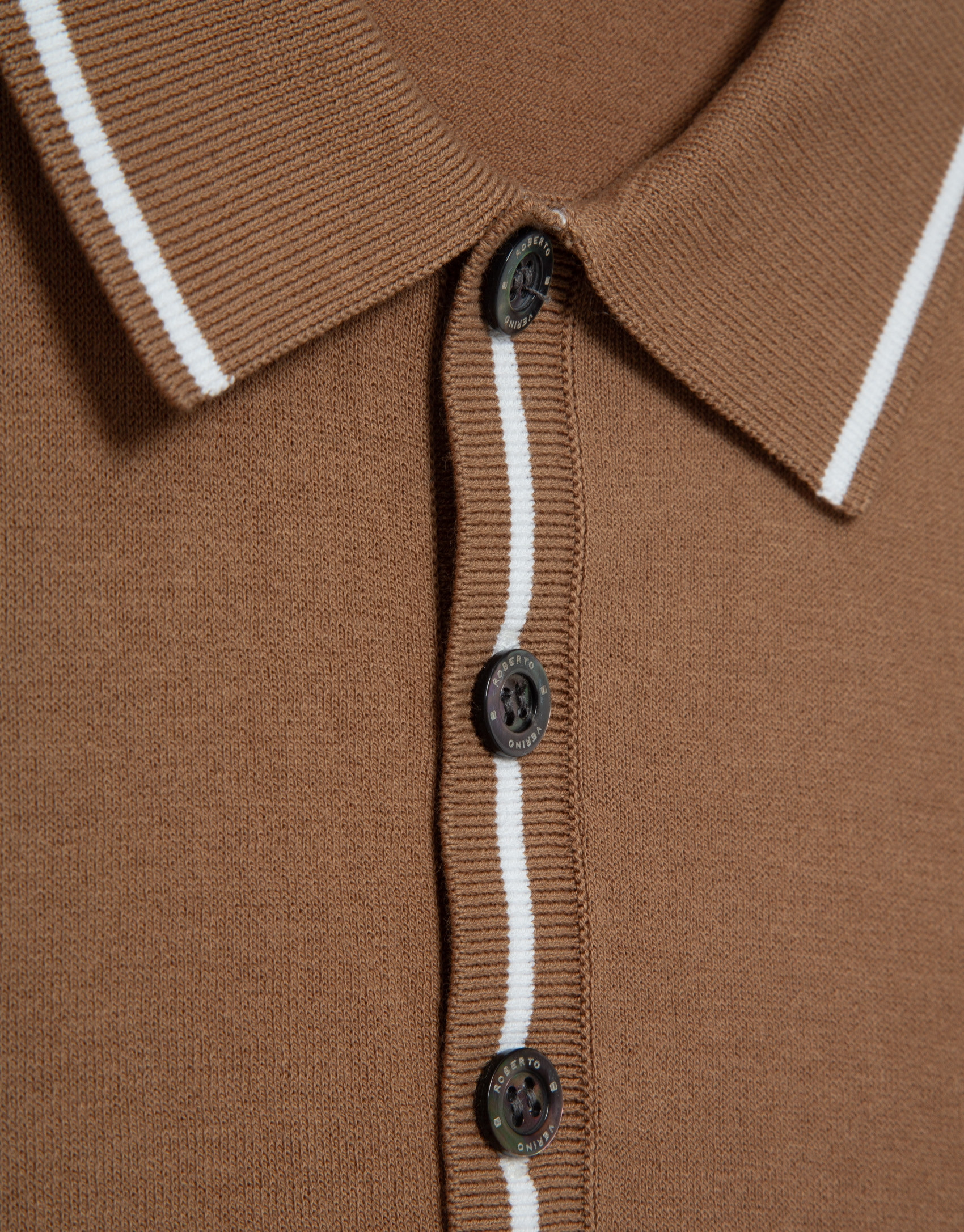 Camel knitted polo shirt - Man - SS2026 | Roberto Verino