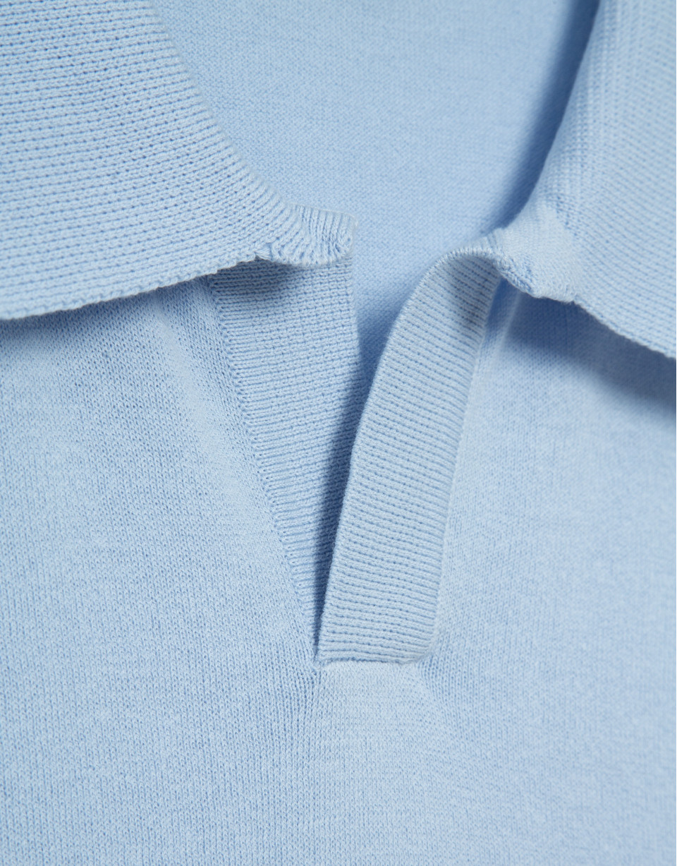 Polo tricotado high twist celeste - Hombre | Roberto Verino