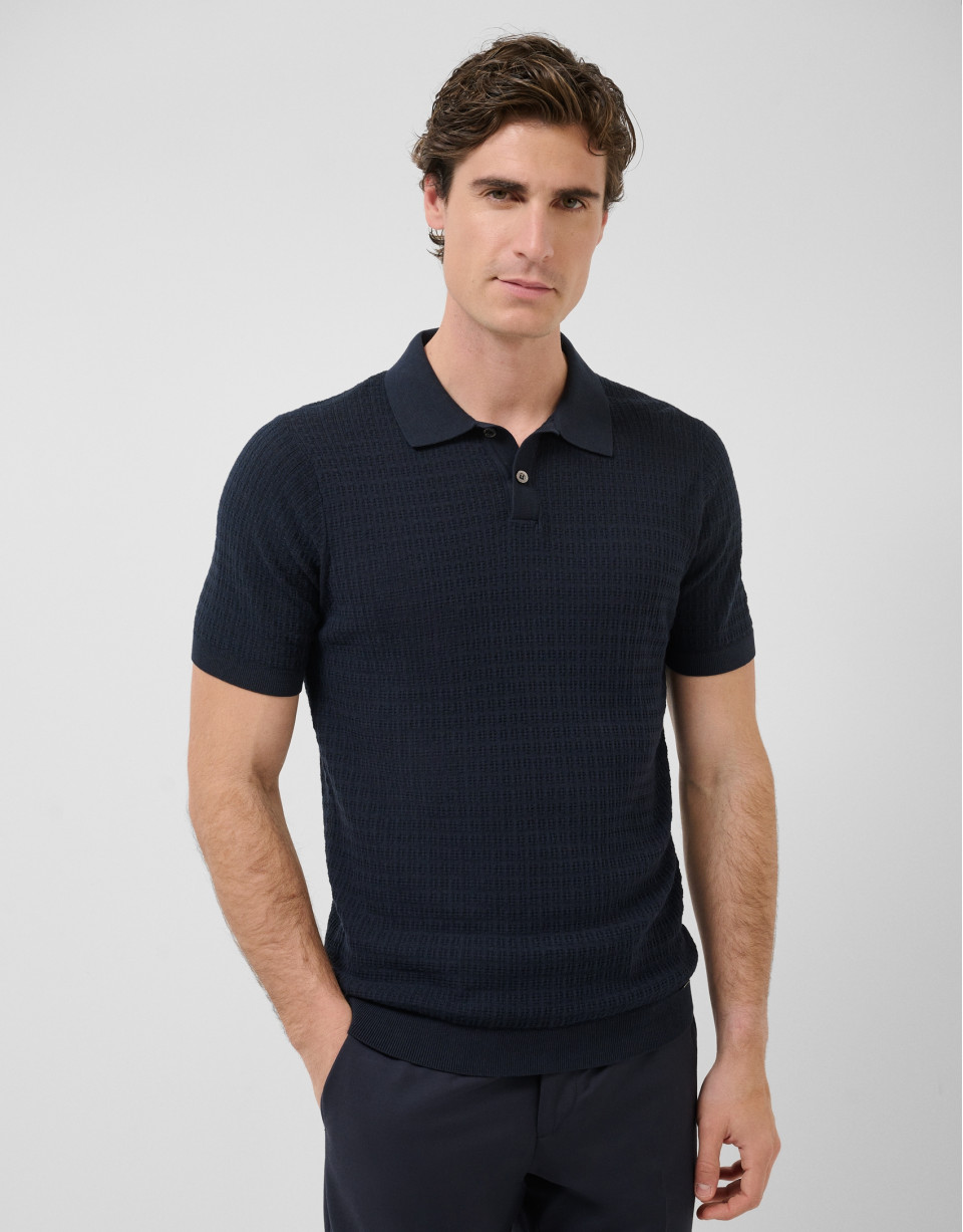 Polo tricotado estructura marino - Hombre | Roberto Verino