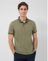Polo jacquard mercerizado tricolor caqui/blanco | Roberto Verino