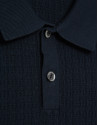 Navy structured knitted polo shirt - Man | Roberto Verino