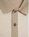 Polo jacquard mercerizado tricolor camel/blanco | Roberto Verino