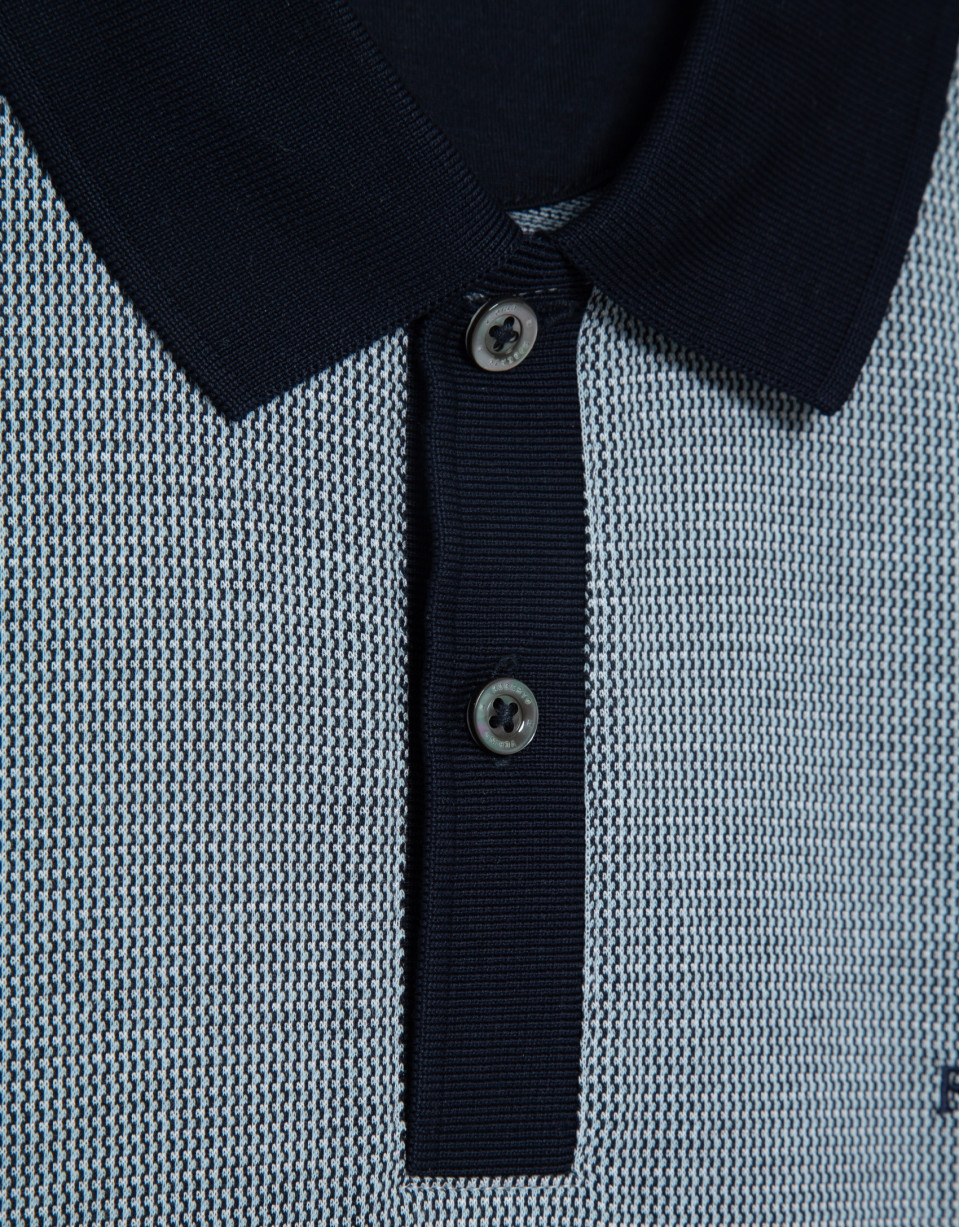 Three-colour blue/white mercerised jacquard ... | Roberto Verino