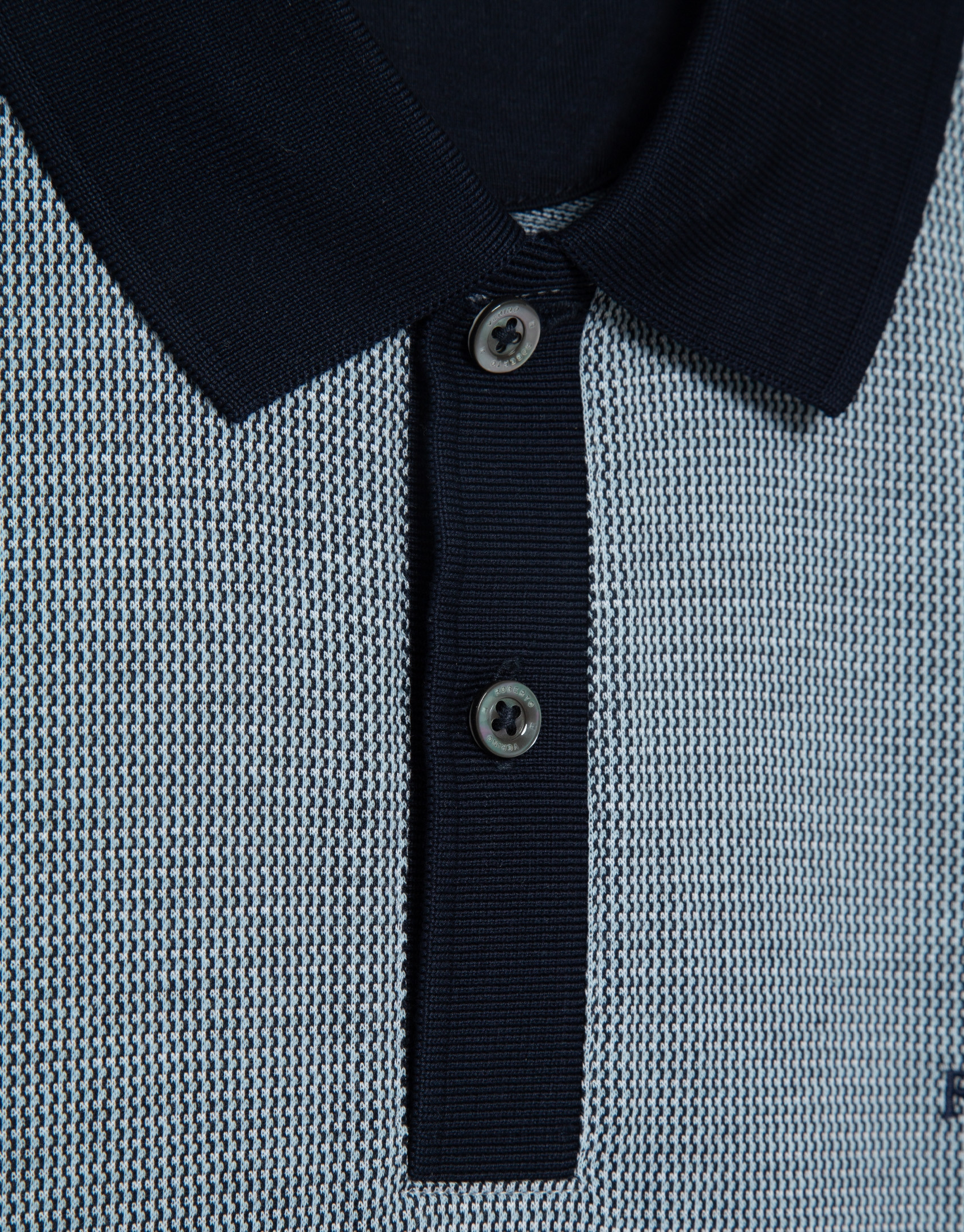 Three-colour blue/white mercerised jacquard ... | Roberto Verino