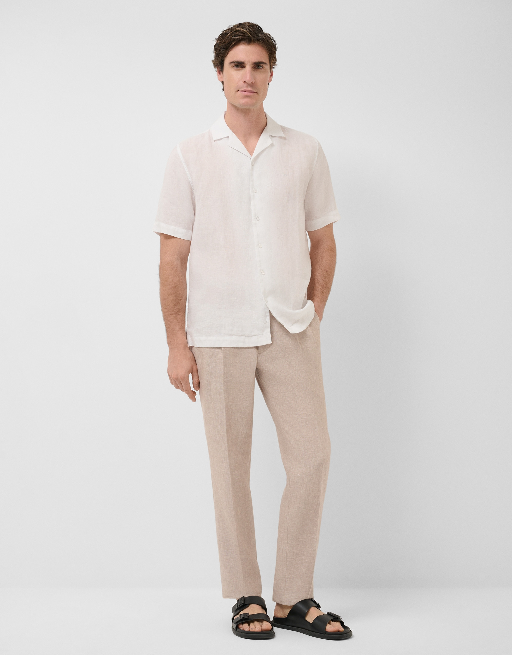 Camisa guayabera slim fit lino blanco - Hombre | Roberto Verino