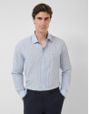 Slim fit sports shirt with sky blue and white... | Roberto Verino