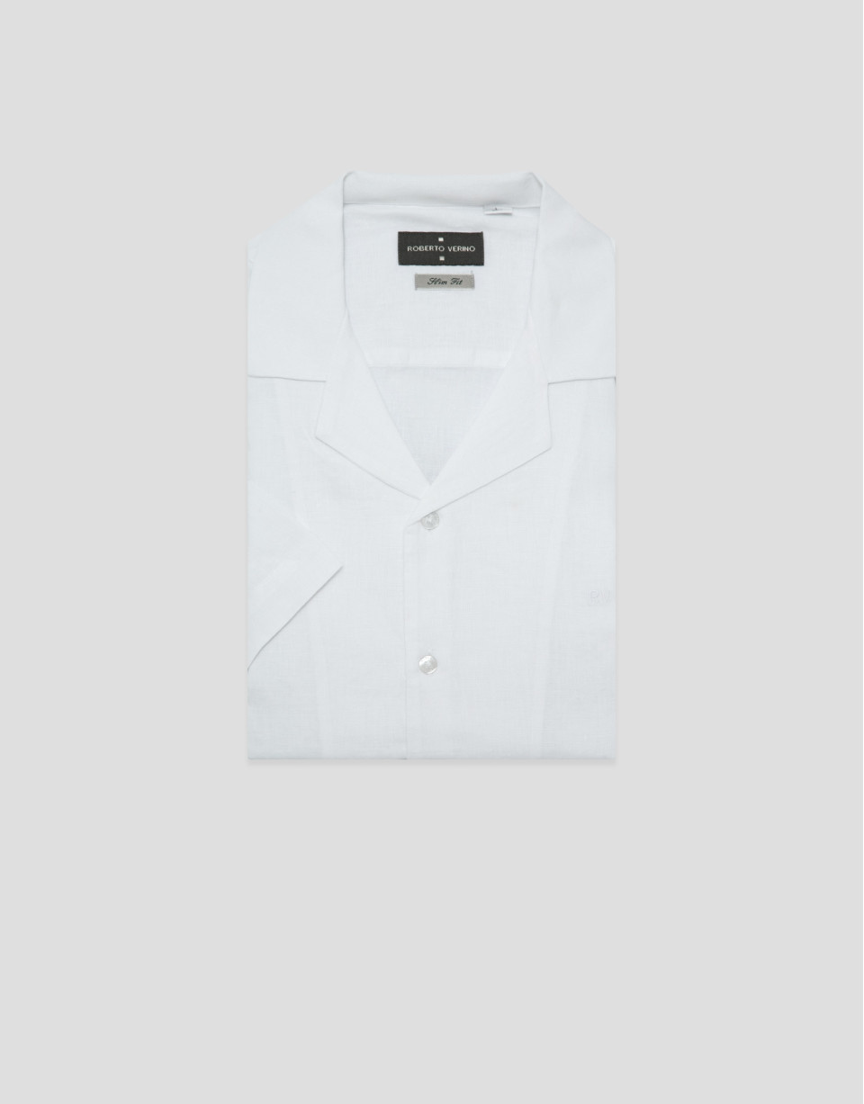 Slim fit white linen guayabera shirt - Man | Roberto Verino