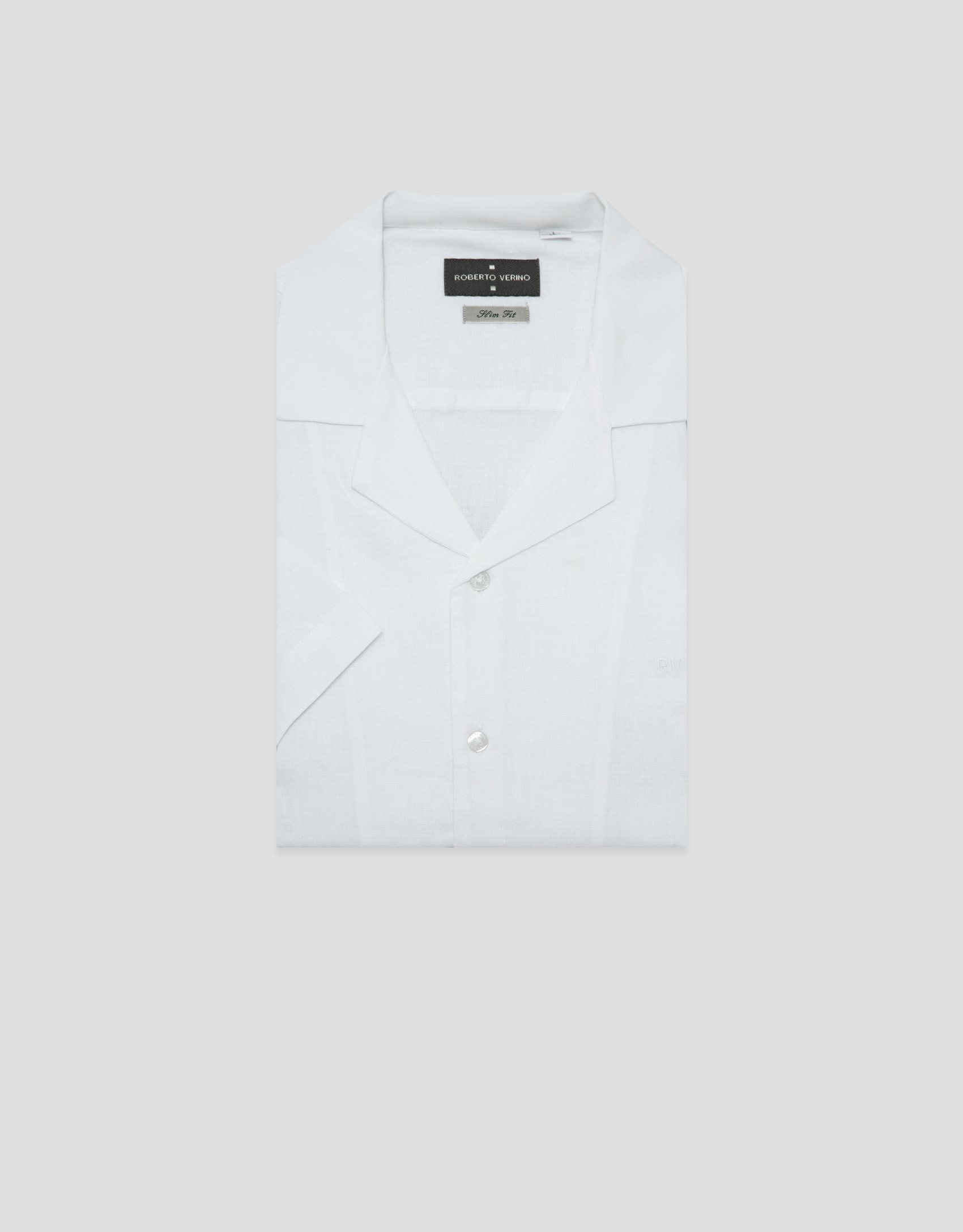 Camisa guayabera slim fit lino blanco - Hombre | Roberto Verino