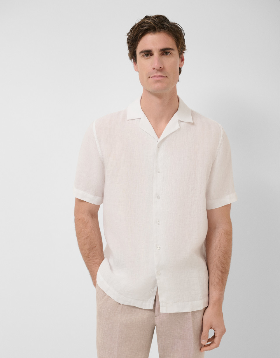 Camisa guayabera slim fit lino blanco - Hombre | Roberto Verino