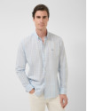 Camisa sport regular cuadros celestes con ... | Roberto Verino