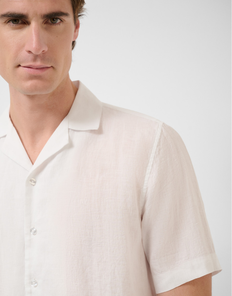 Slim fit white linen guayabera shirt - Man | Roberto Verino