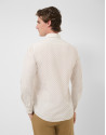 Slim-fit white shirt with brown geometric print | Roberto Verino