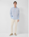 Camisa sport regular tipo polo lino celeste | Roberto Verino