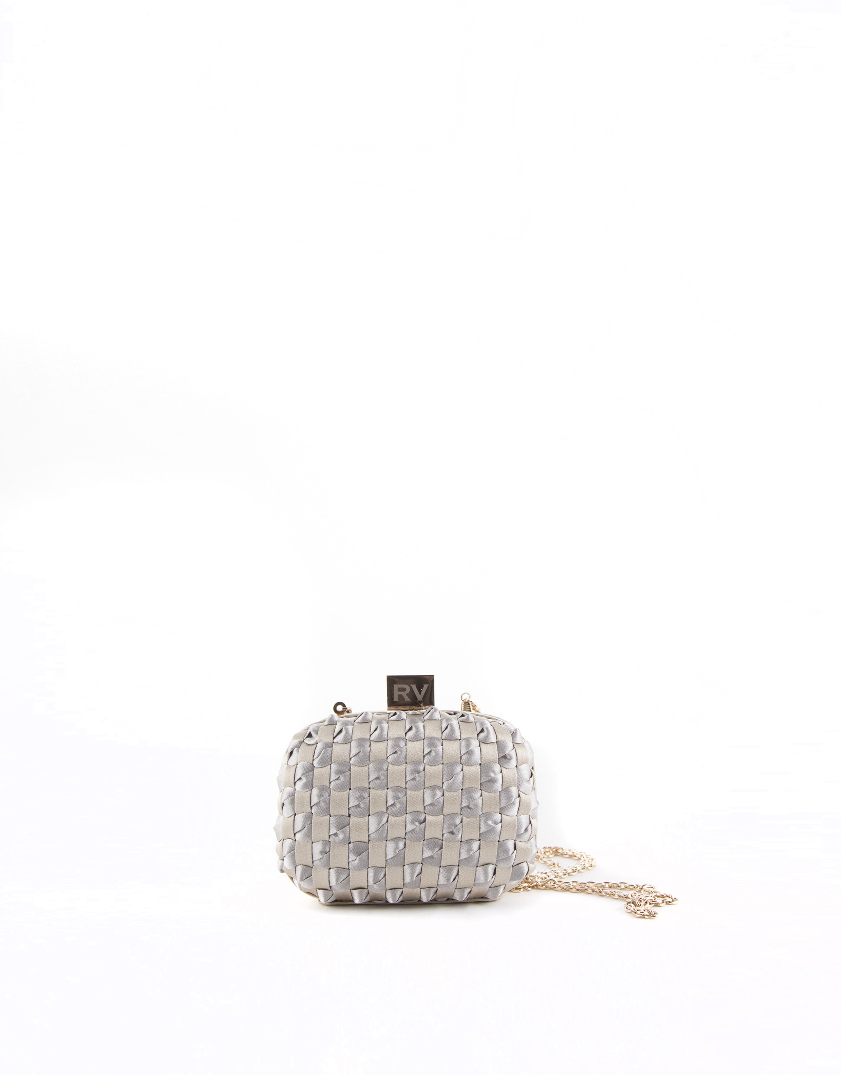 Gold and silver fabric Cova clutch bag