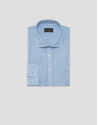 Camisa sport regular tipo polo lino celeste | Roberto Verino