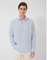 Camisa sport regular tipo polo lino celeste | Roberto Verino