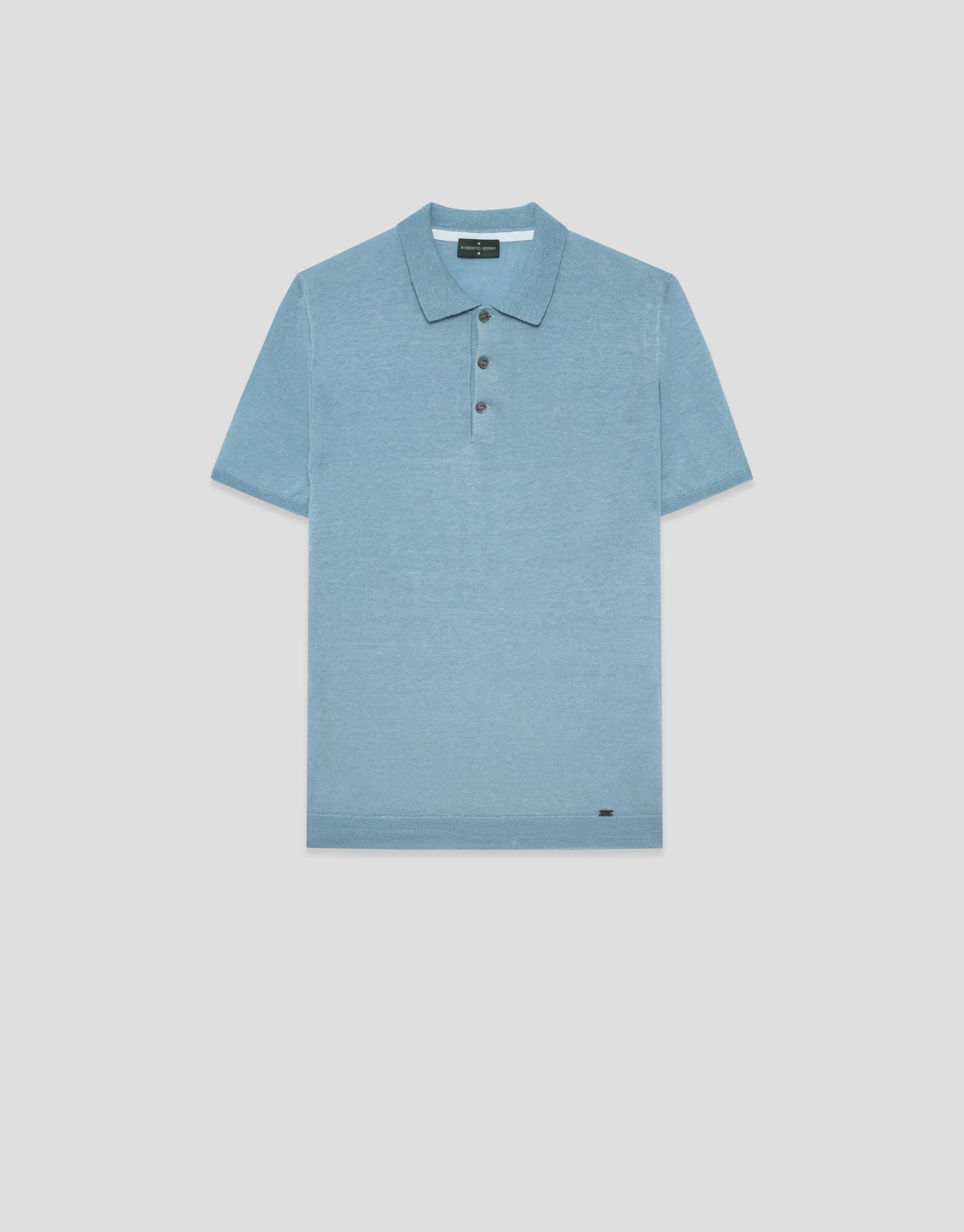 Polo tricotado lino celeste - Hombre - PV2026 | Roberto Verino