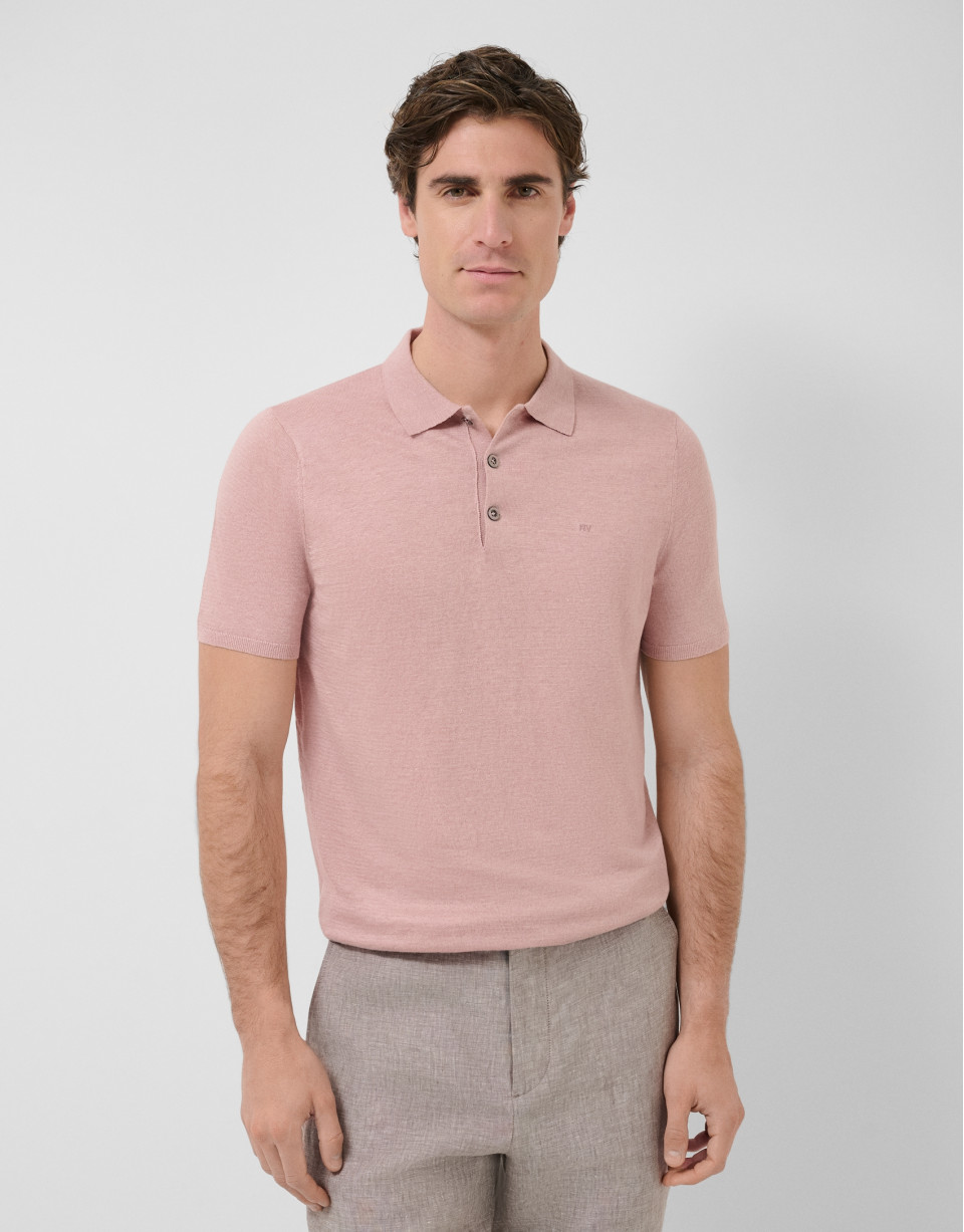 Polo tricotado lino rosa - Hombre - PV2026 | Roberto Verino