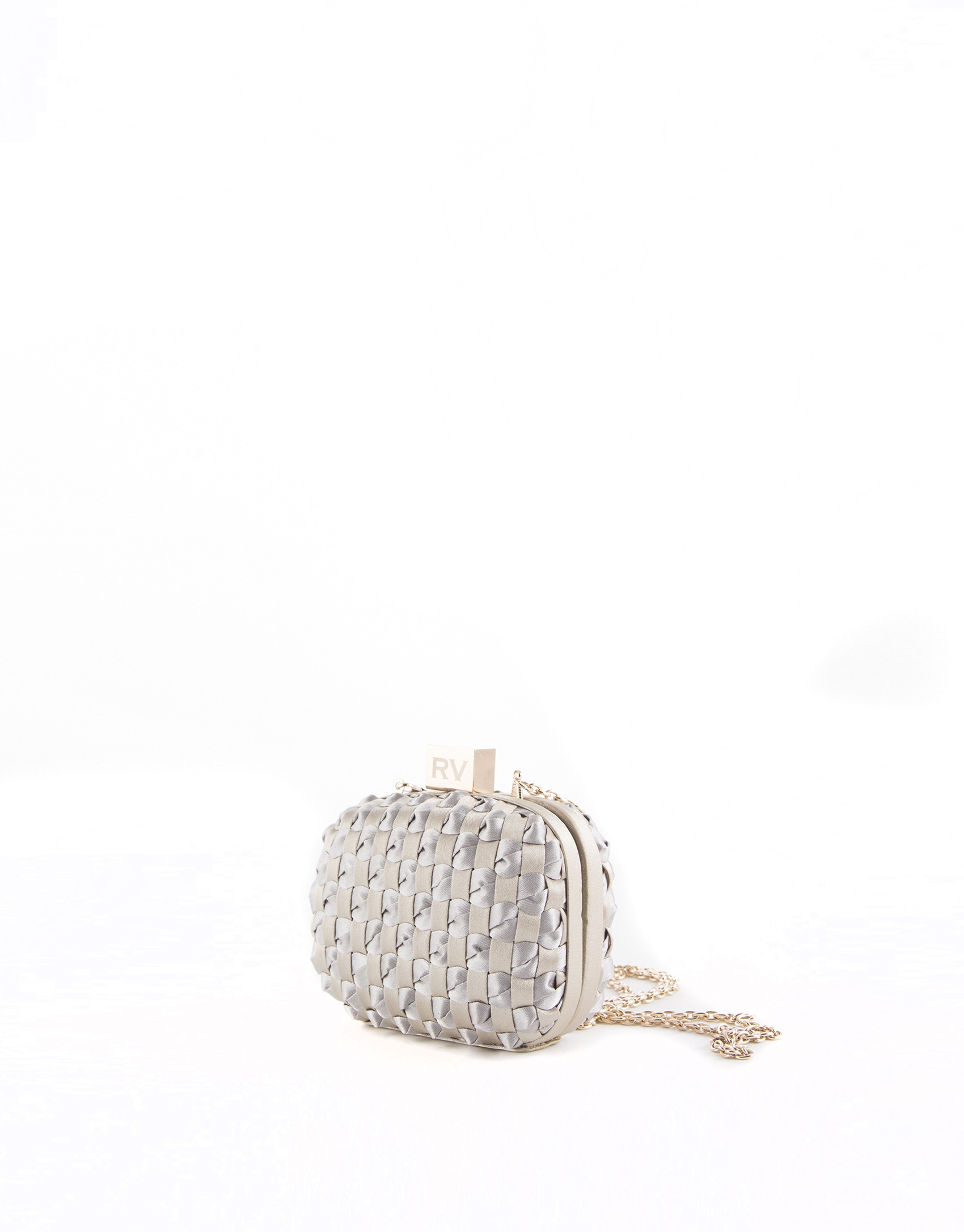 Gold and silver fabric Cova clutch bag