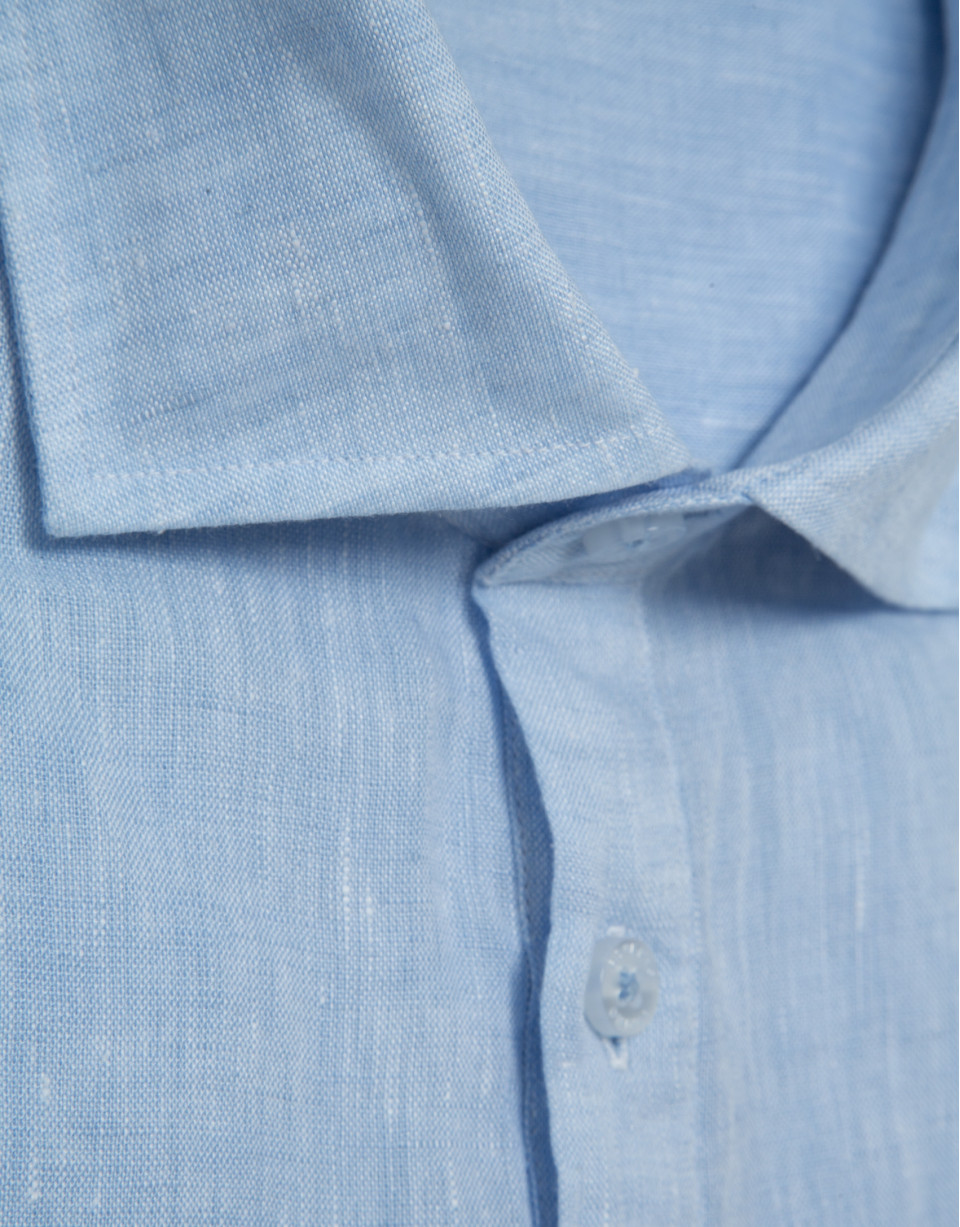 Regular fit light blue linen polo shirt - Man | Roberto Verino