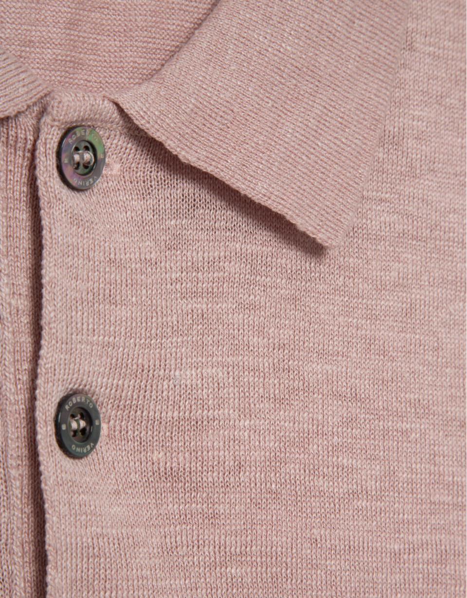 Polo tricotado lino rosa - Hombre - PV2026 | Roberto Verino