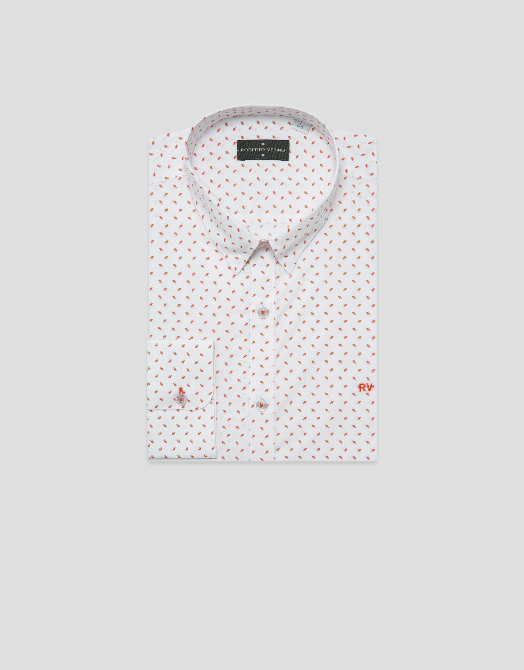 Regular fit orange geometric print casual shirt | Roberto Verino