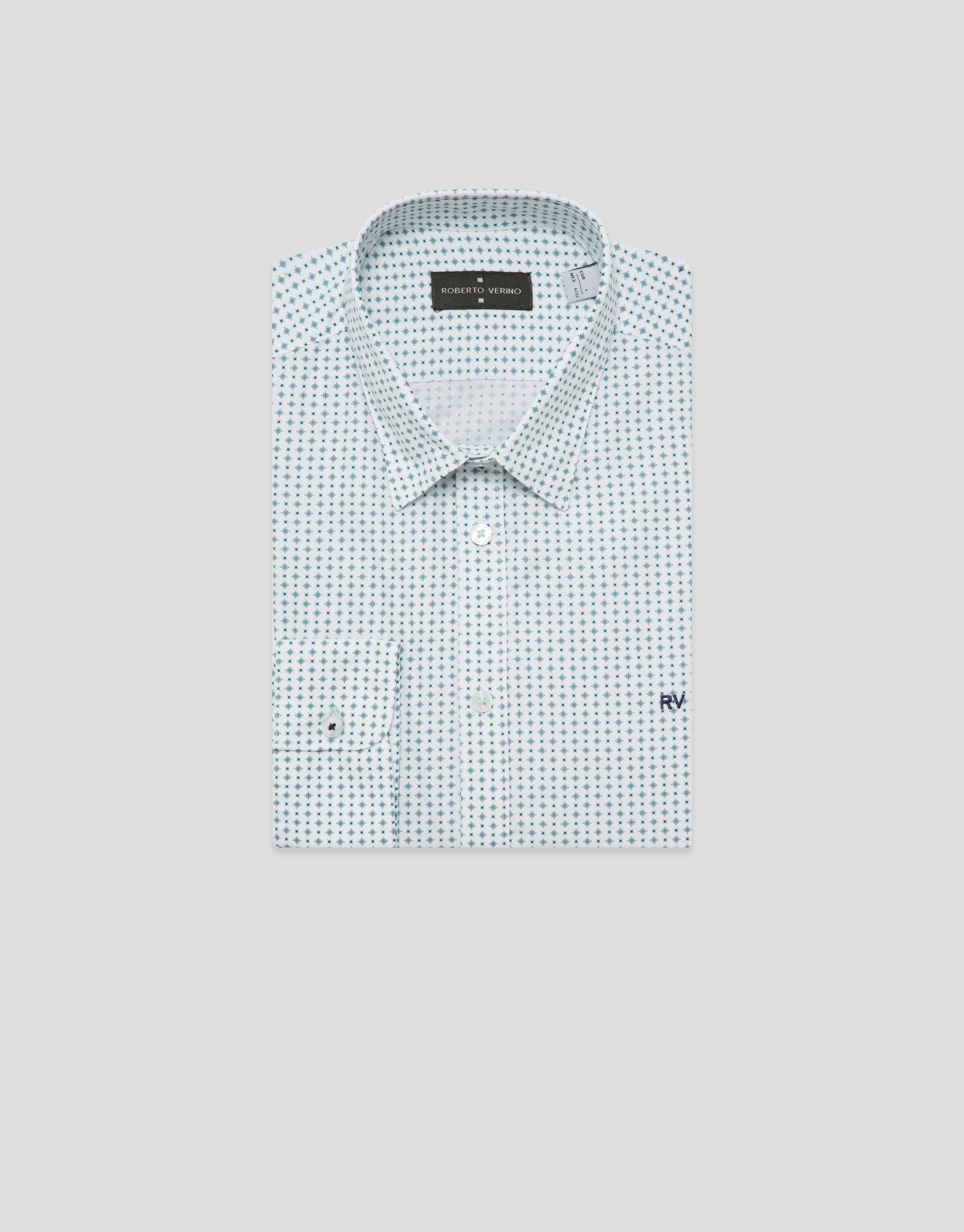 Regular fit sports shirt with green floral ... | Roberto Verino