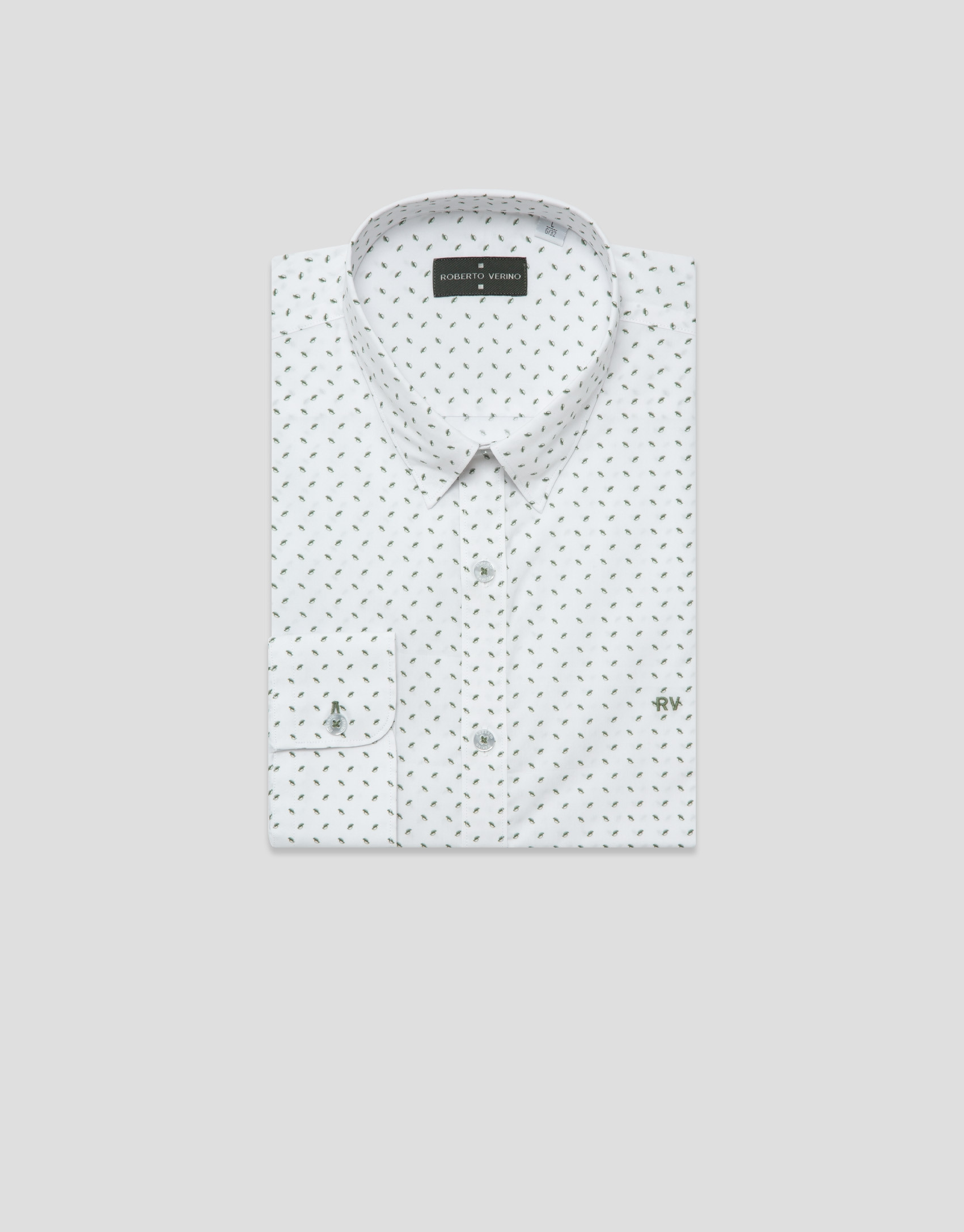 Camisa sport regular estampado geométrico caqui | Roberto Verino
