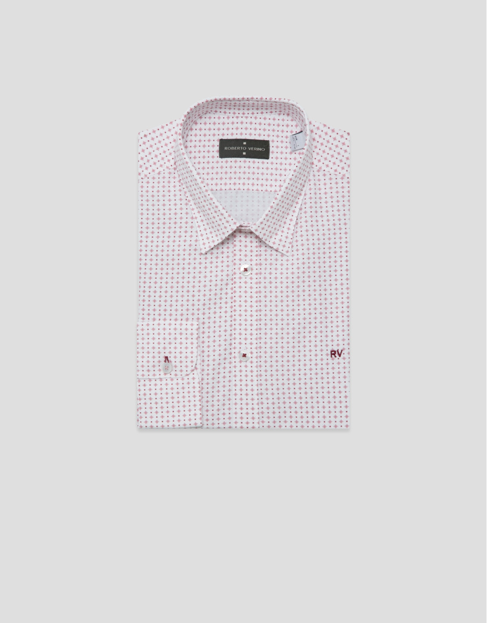 Regular fit sports shirt with red floral ... | Roberto Verino