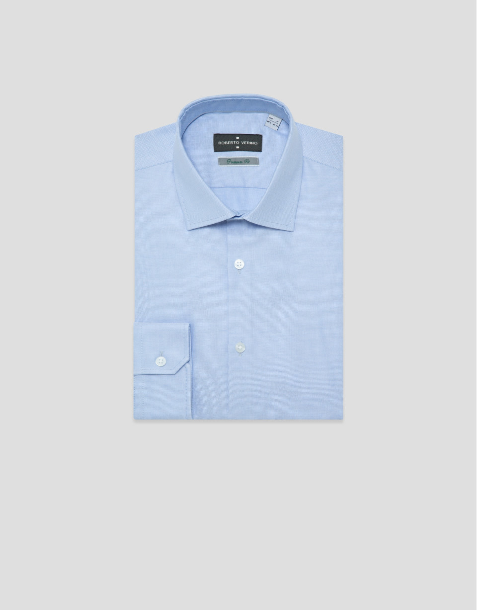 Camisa vestir microestructura celeste - Hombre | Roberto Verino