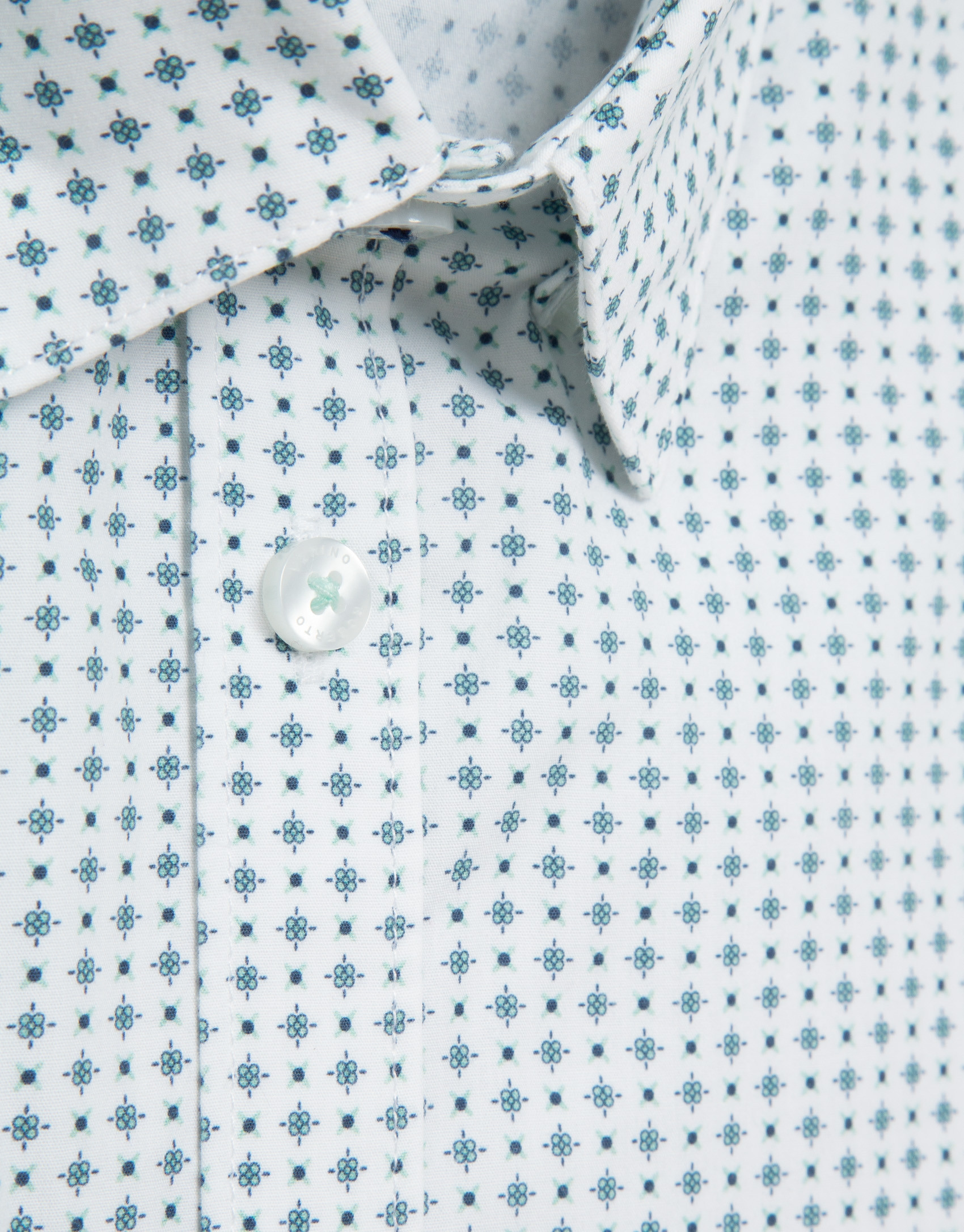 Regular fit sports shirt with green floral ... | Roberto Verino
