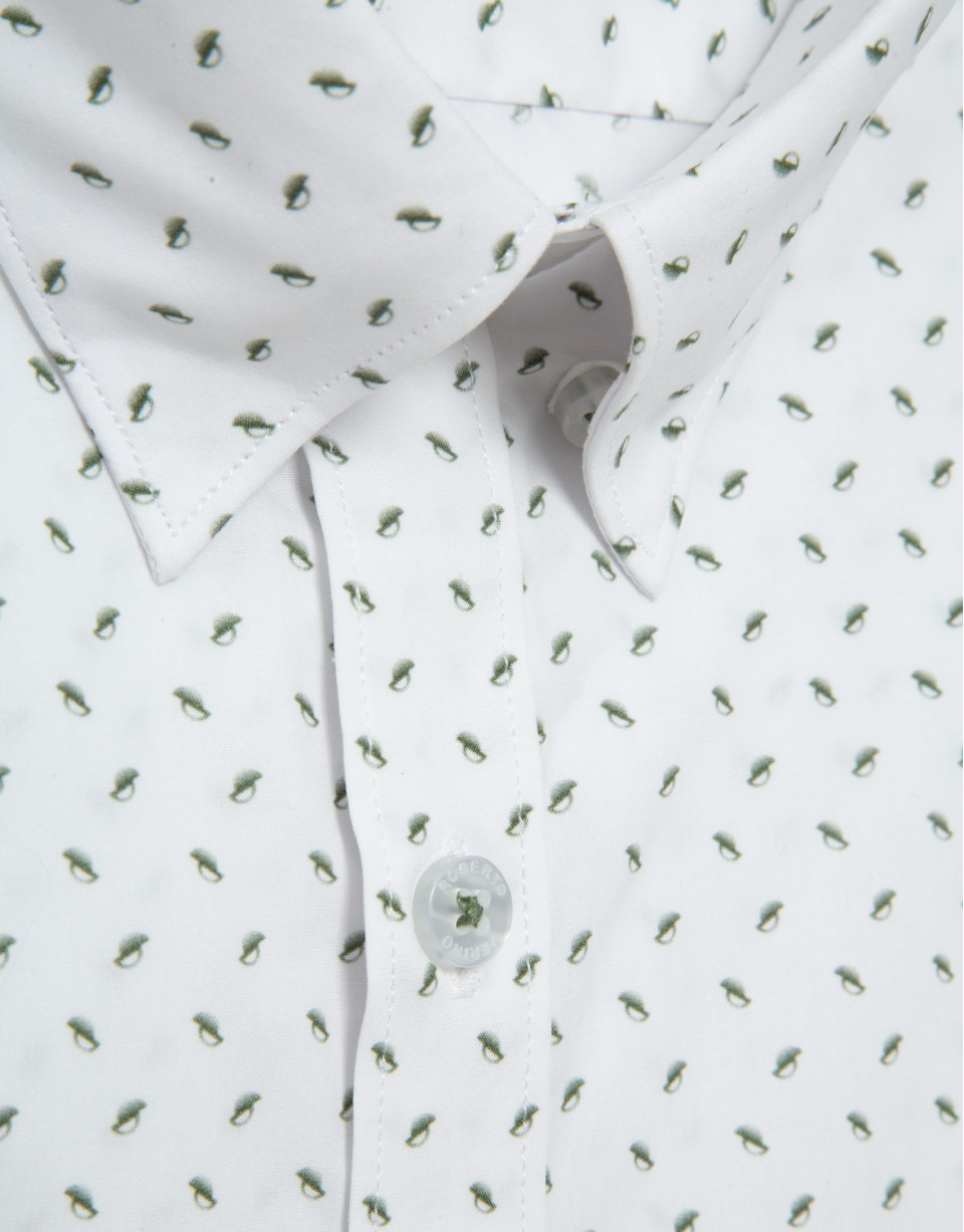 Camisa sport regular estampado geométrico caqui | Roberto Verino