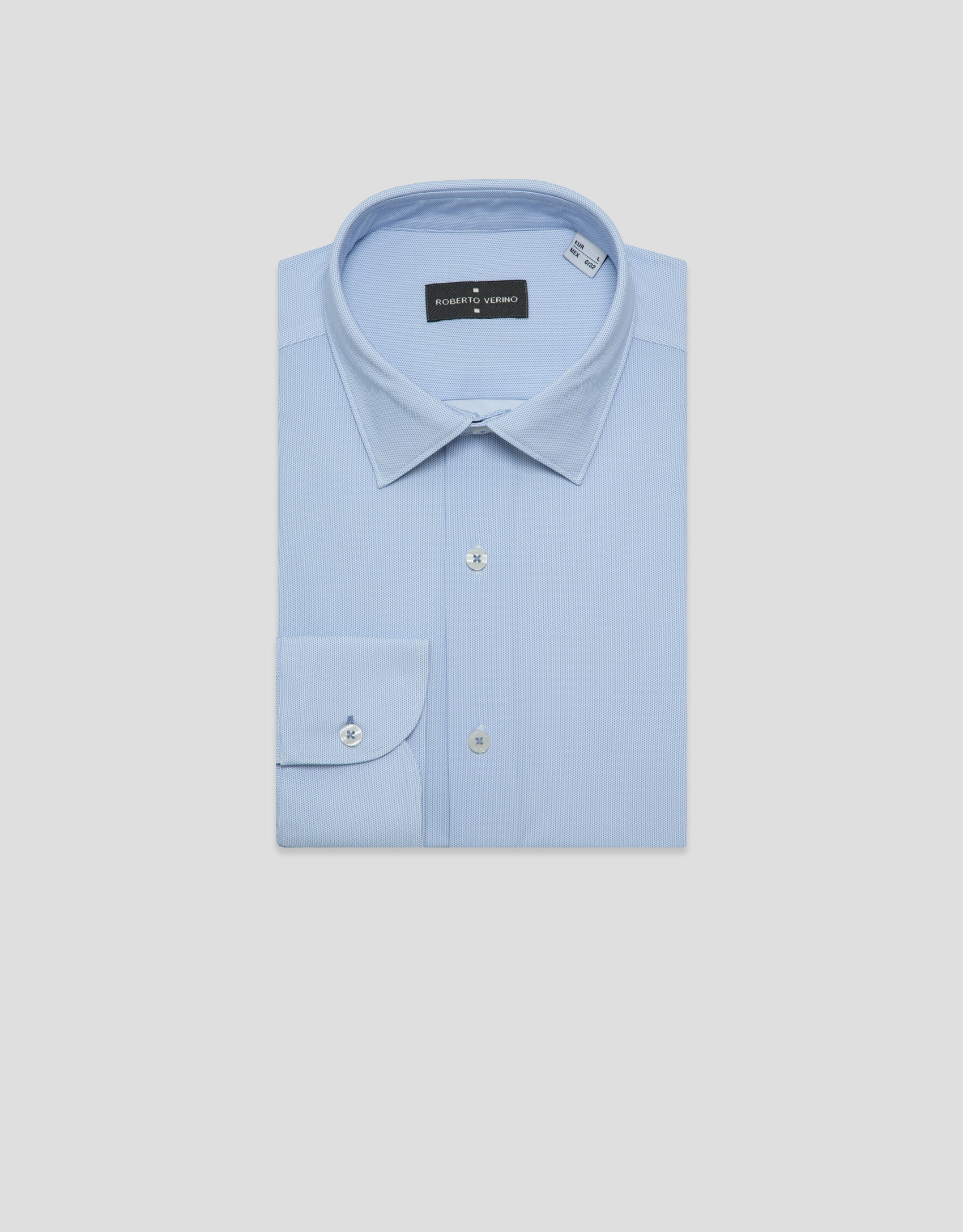 Regular fit shirt with light blue geometric ... | Roberto Verino