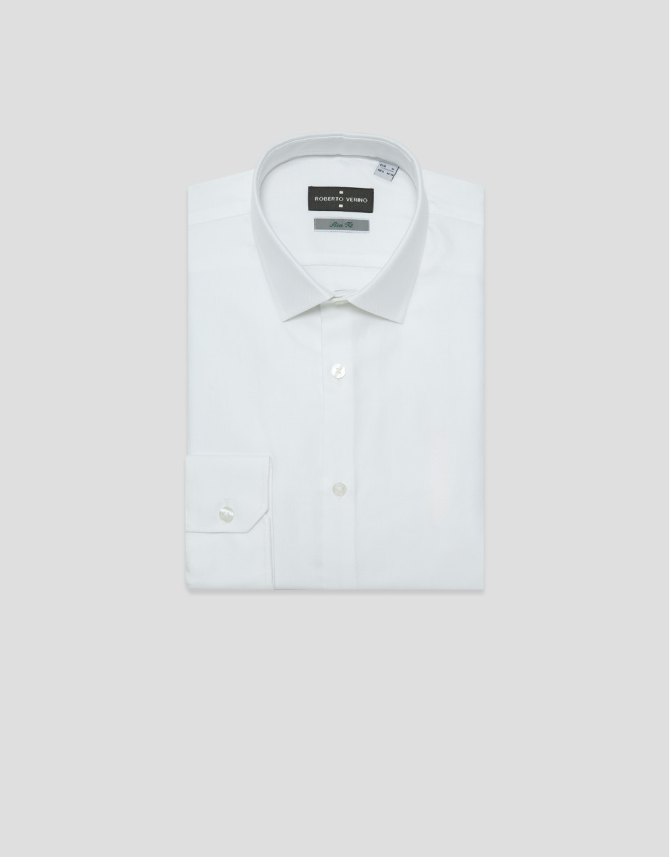 Camisa vestir microestructura blanca - Hombre | Roberto Verino